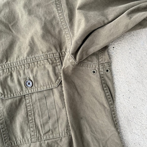 Eddie Bauer Relaxed Fit Mens Button Up Work Utility Shirt Olive Green L Tall - Picture 3 of 6